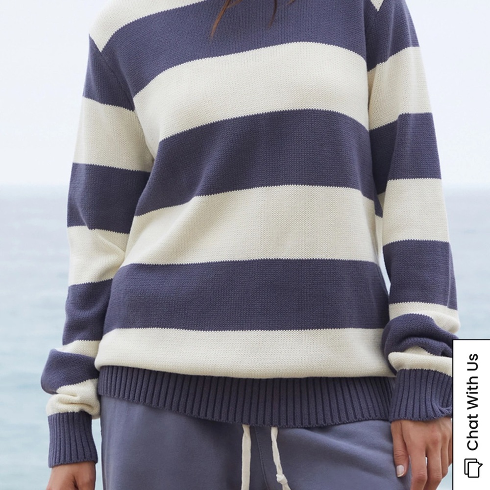 Brandy Melville John Galt Striped Blue and Cream Sweater
